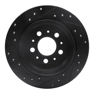 Volvo V70 Brake Rotor (1) - Rear Right - R1 Concepts - Drilled & Slotted - Black - `99-`09